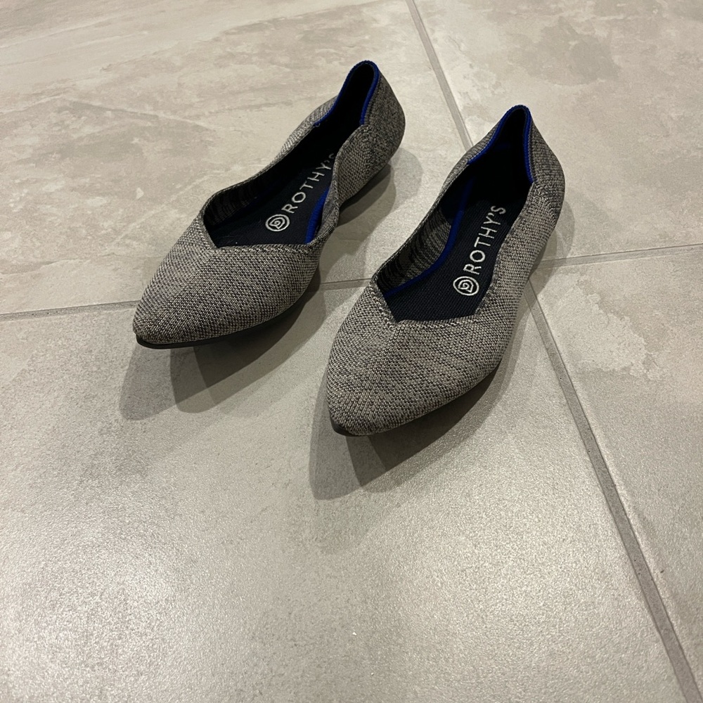 Rothy's Charcoal and Blue Women's Ballet Point Flats